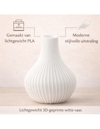 Witte designvaas – met ribbelstructuur