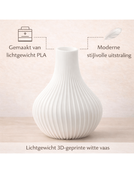 Witte designvaas – met ribbelstructuur