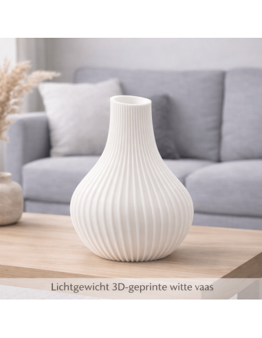 Witte designvaas – met ribbelstructuur