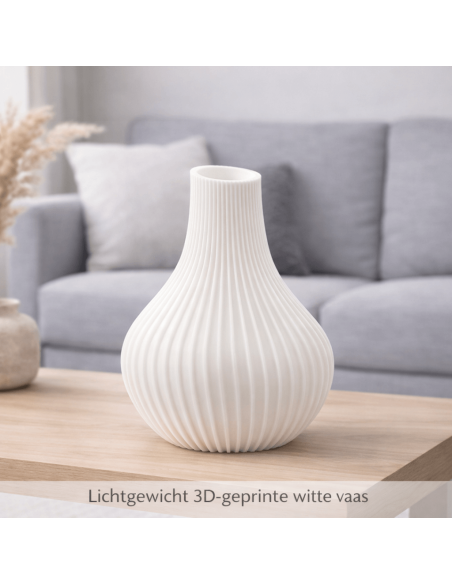 Witte designvaas – met ribbelstructuur