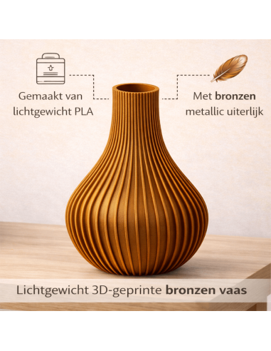 Brons-look vaas – 3D-geprint met ribbelstructuur