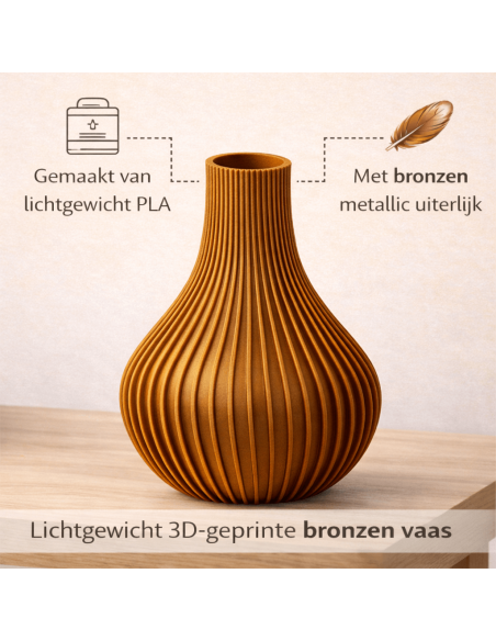 Brons-look vaas – 3D-geprint met ribbelstructuur