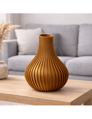 Brons-look vaas – 3D-geprint met ribbelstructuur