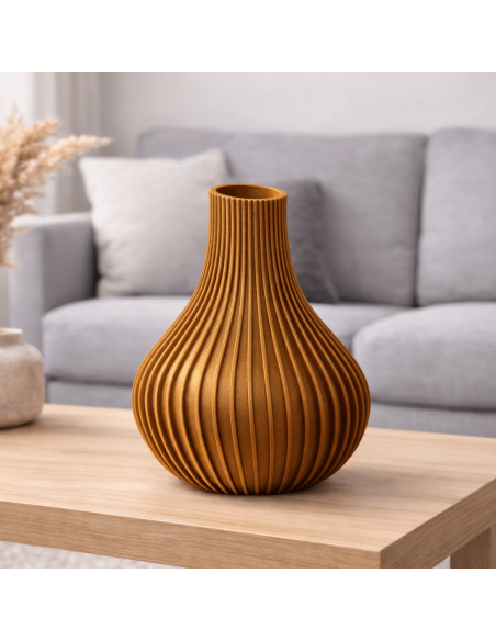 Brons-look vaas – 3D-geprint met ribbelstructuur