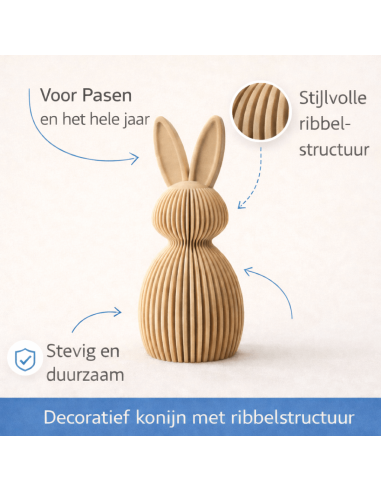 Decoratief konijn met ribbelstructuur – meerdere formaten